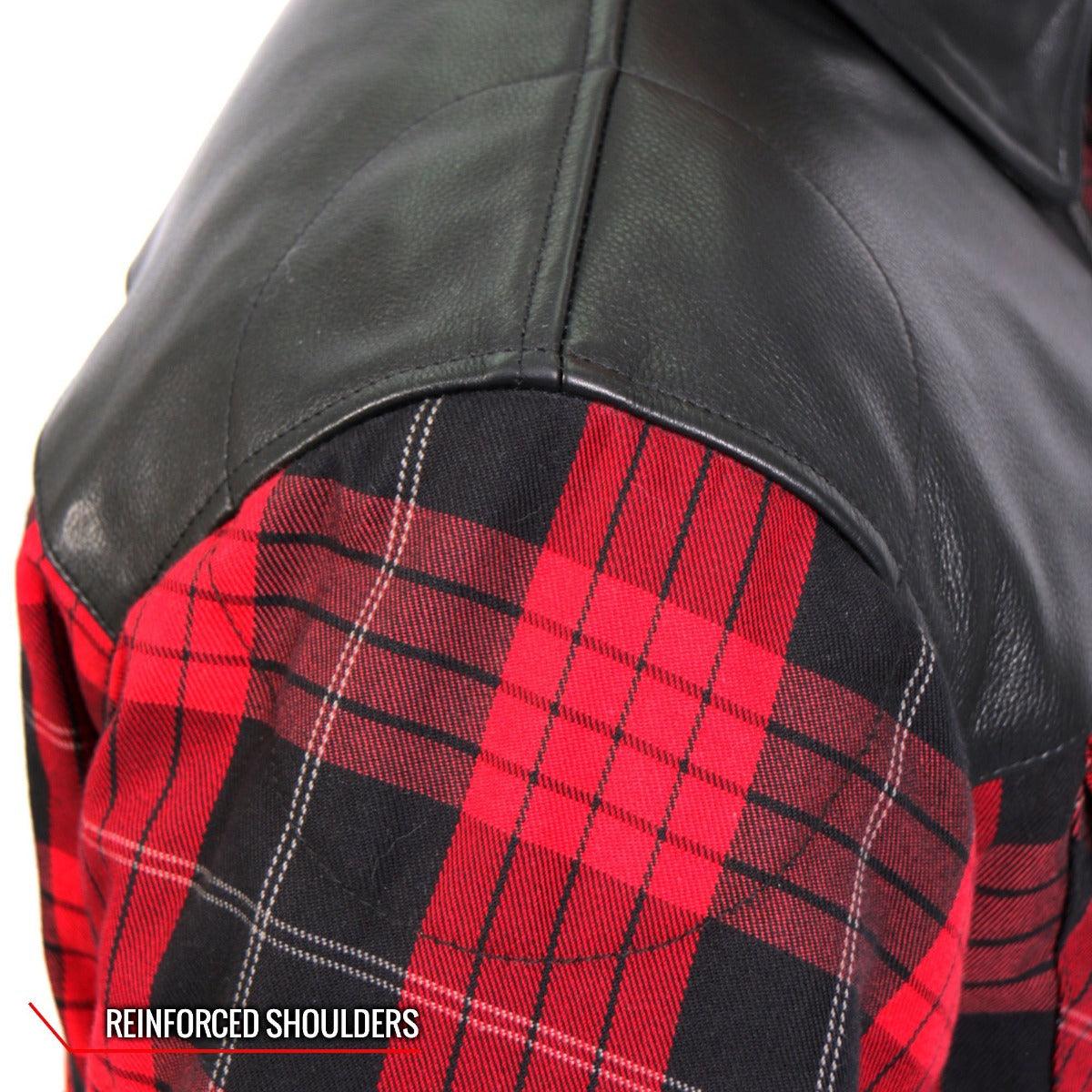 Hot Leathers Kevlar Reinforced Leather And Plaid Flannel Jacket - American Legend Rider