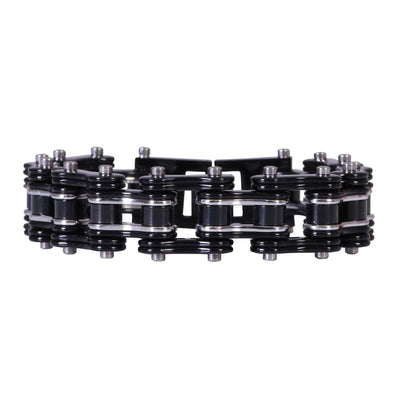 Hot Leathers Double Wide Black And Silver Motorcycle Chain Bracelets - American Legend Rider