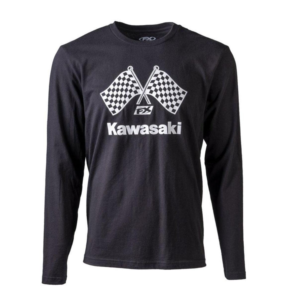 Factory Effex Men's Kawasaki Finish Line Long Sleeve Shirt, Black - American Legend Rider