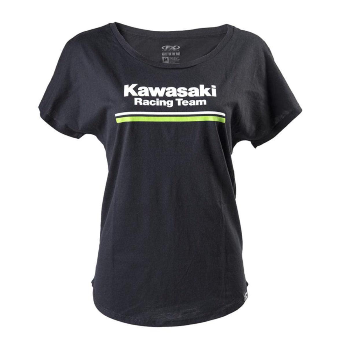 Factory Effex Women's Kawasaki Stripes Dolman T-Shirt, Black - American Legend Rider