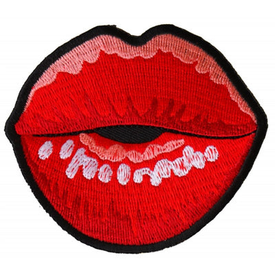 Daniel Smart Kissing Lips Novelty Embroidered Iron on Patch, 3 x 2.7 inches - American Legend Rider