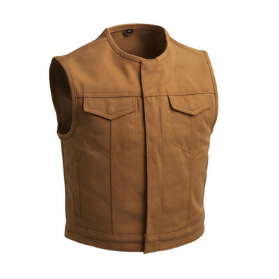 First Manufacturing Lowside Canvas - Men's Motorcycle Vest, Tan - American Legend Rider