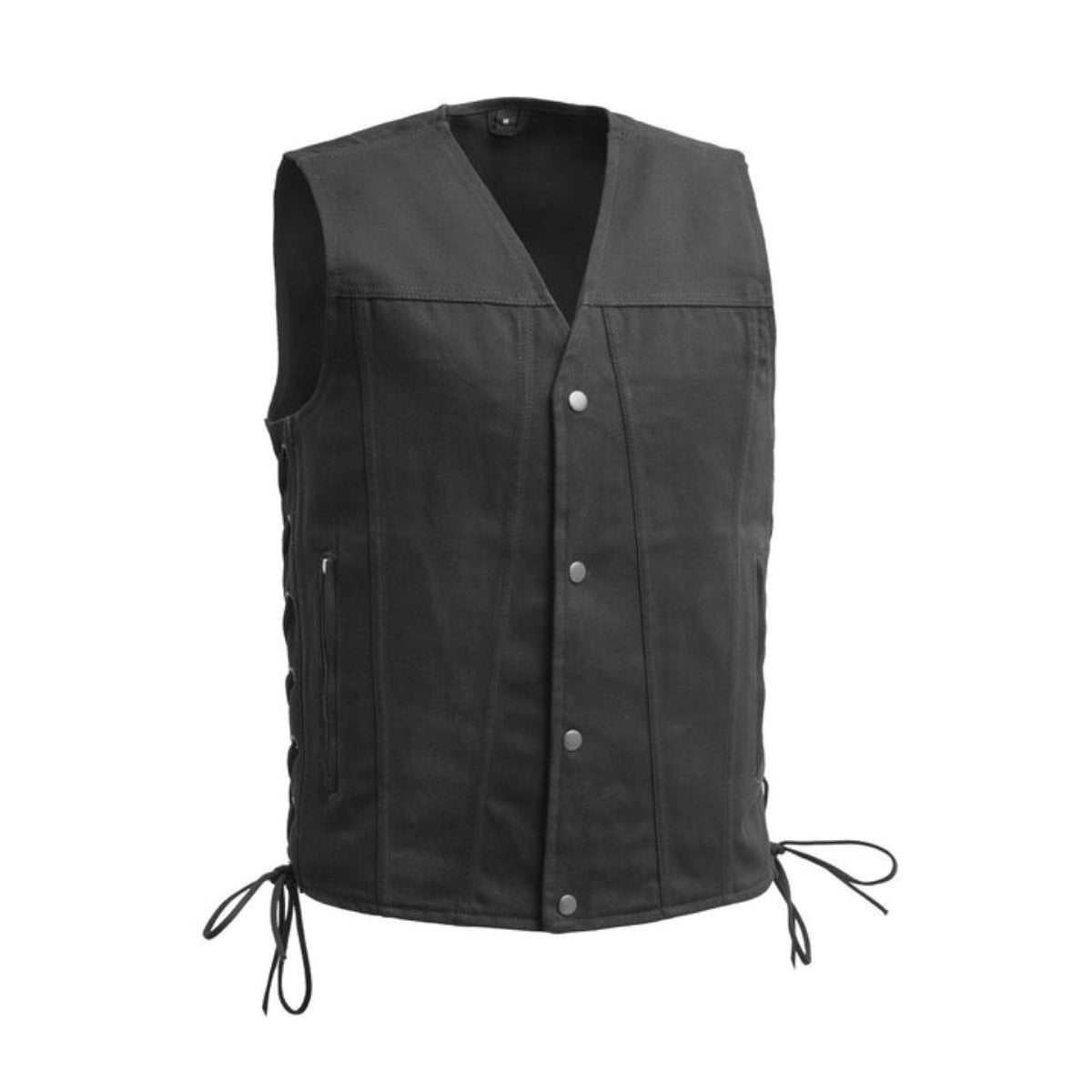 First Manufacturing Lone Star - Men's Motorcycle Twill Vest, Black