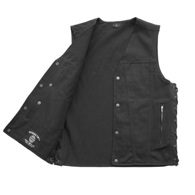 First Manufacturing Lone Star - Men's Motorcycle Twill Vest, Black