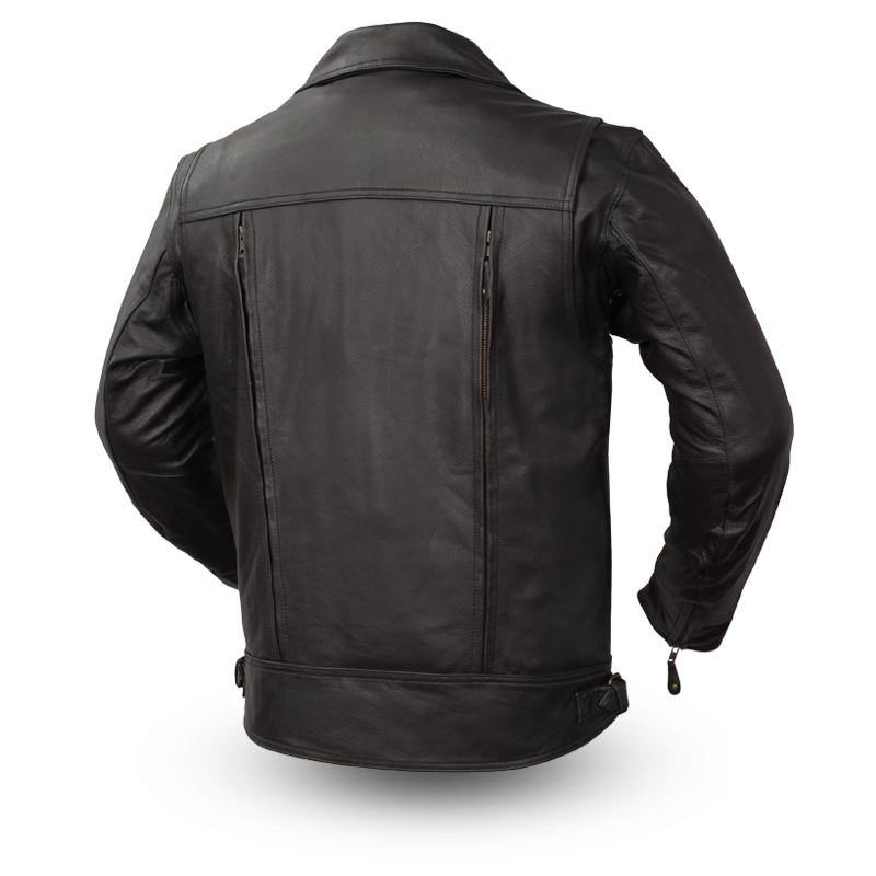 First Manufacturing Mastermind Motorcycle Leather Jacket, Black - American Legend Rider