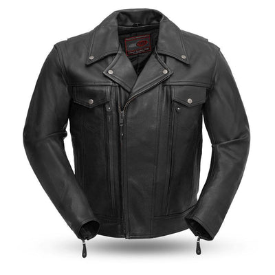 First Manufacturing Mastermind Motorcycle Leather Jacket, Black - American Legend Rider