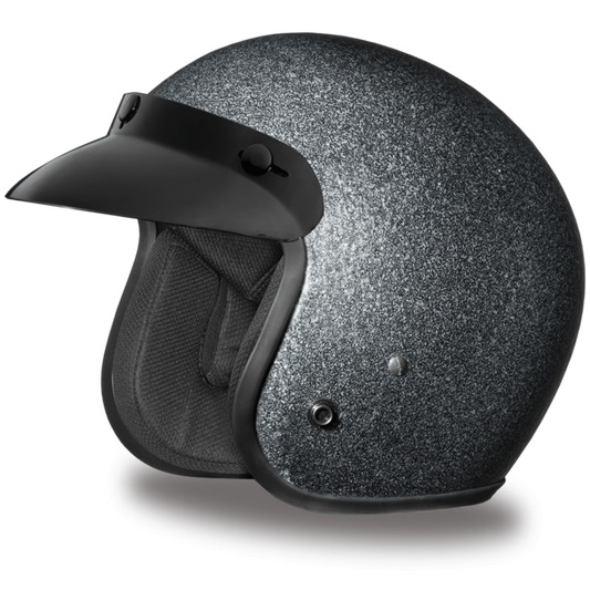 Daytona D.O.T. Cruiser Gun Metal Flake Motorcycle Open Face Helmet, Dark Gray - American Legend Rider