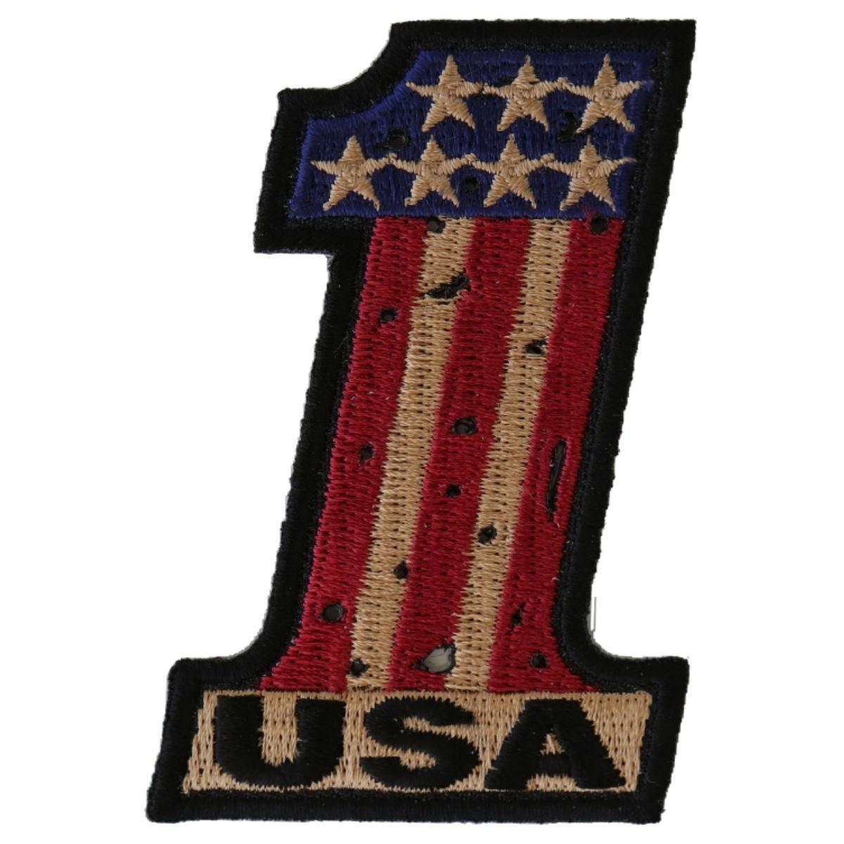 Daniel Smart Number 1 USA Vintage Flag and Stars Patch, 2 x 3 inches - American Legend Rider
