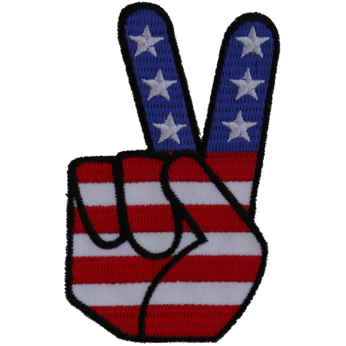 Daniel Smart Peace Hand Sign with American Flag Patch, 2.1 x 3.5 inches - American Legend Rider