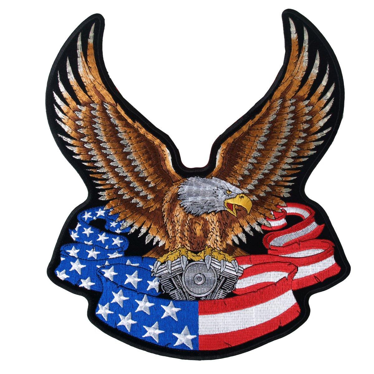 Hot Leathers Eagle And Flag 10" Patch - American Legend Rider
