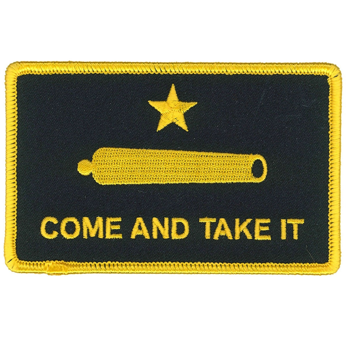 A Hot Leathers Yellow Come And Take It 4" patch.