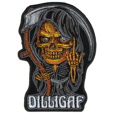 Hot Leathers Reaper Middle Finger Dilligaf 4" Patch - American Legend Rider