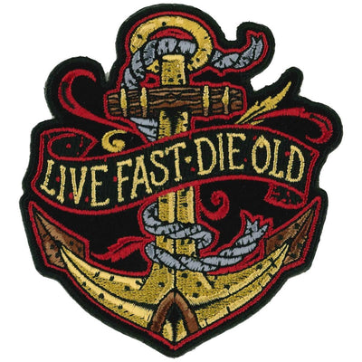 Hot Leathers Live Fast Die Old 3.5" Anchor Patch - American Legend Rider