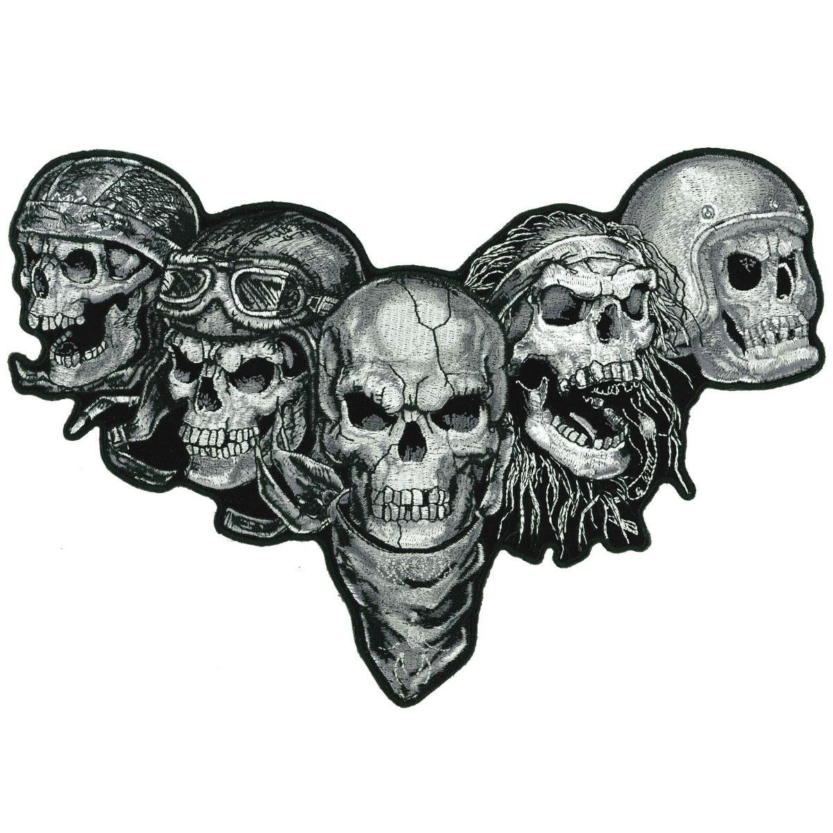 Hot Leathers Five Skulls 10" Patch - American Legend Rider
