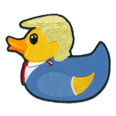 Sewing enthusiast's perfect accessory - a Hot Leathers 3" Trump Rubber Duckie Patch, ideal for adding a touch of quirky style to clothing or accessories.