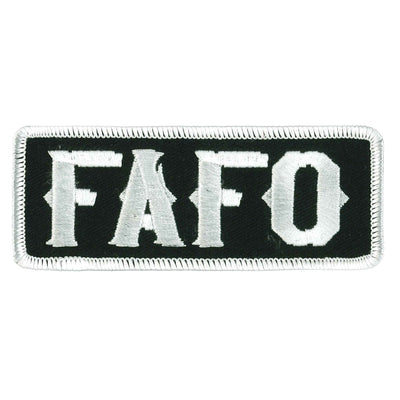 A black and white Hot Leathers FAFO 4" patch, perfect for sewing into leather or ironing onto most clothing easily.