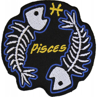 Daniel Smart Pisces Skull Zodiac Sign Patch, 3 x 3.1 inches - American Legend Rider