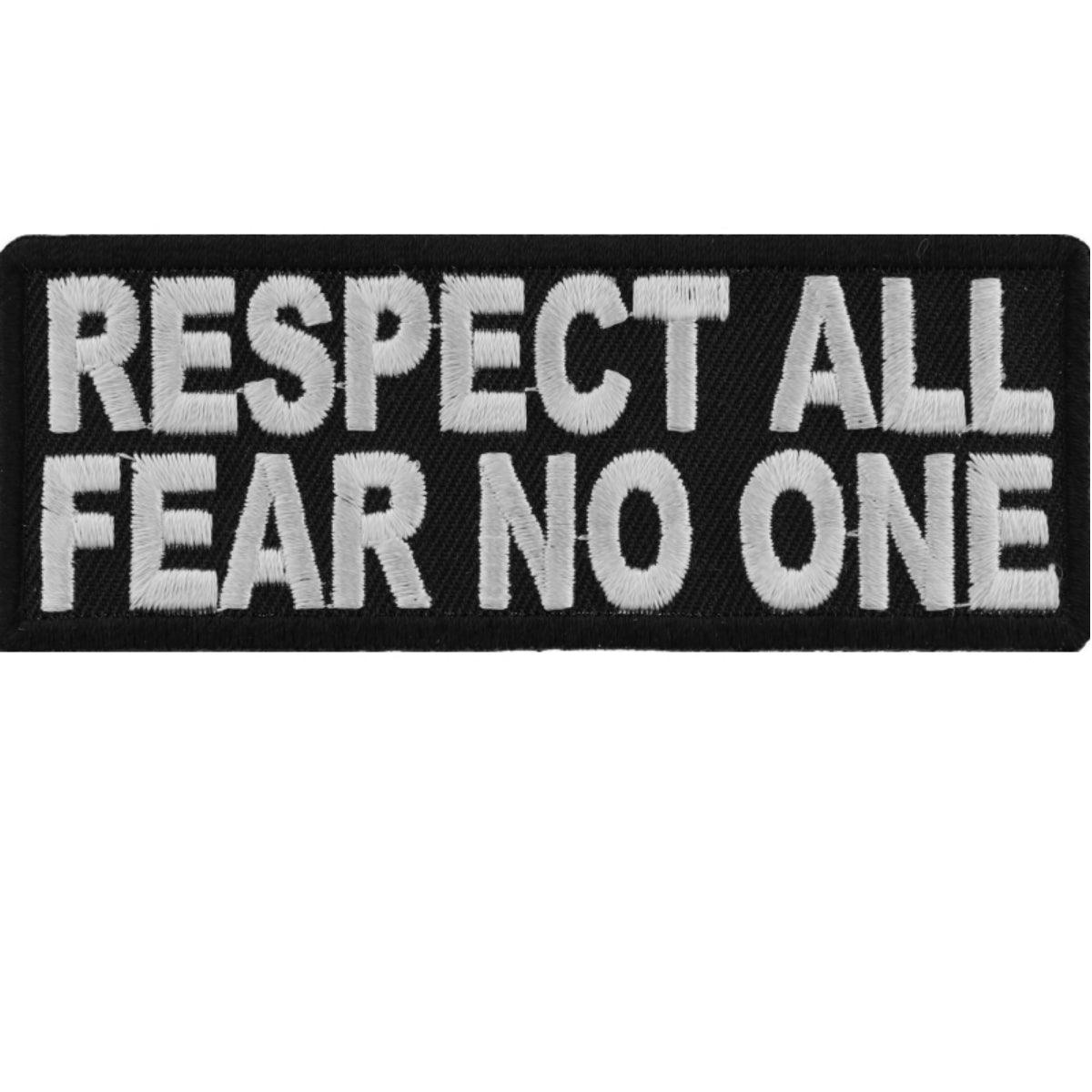 Daniel Smart Respect All Fear No One Embroidered Iron On Morale Patch, 4 x 1.5 inches - American Legend Rider