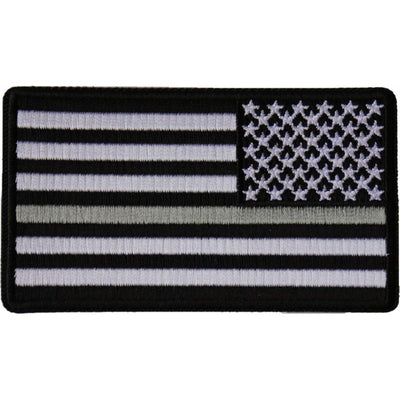 Daniel Smart Reversed Silver Line Corrections Officer American Flag Embroidered Iron On Patch, 3.5 x 2 inches - American Legend Rider