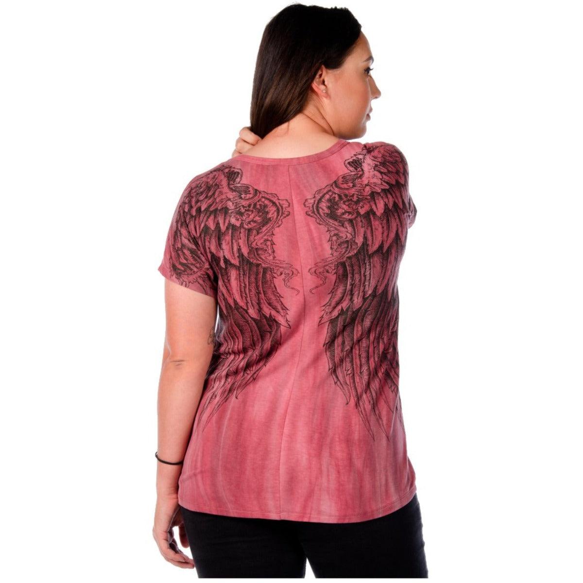 Daniel Smart Women's Rise Above T-Shirt, Wash Burgundy - American Legend Rider