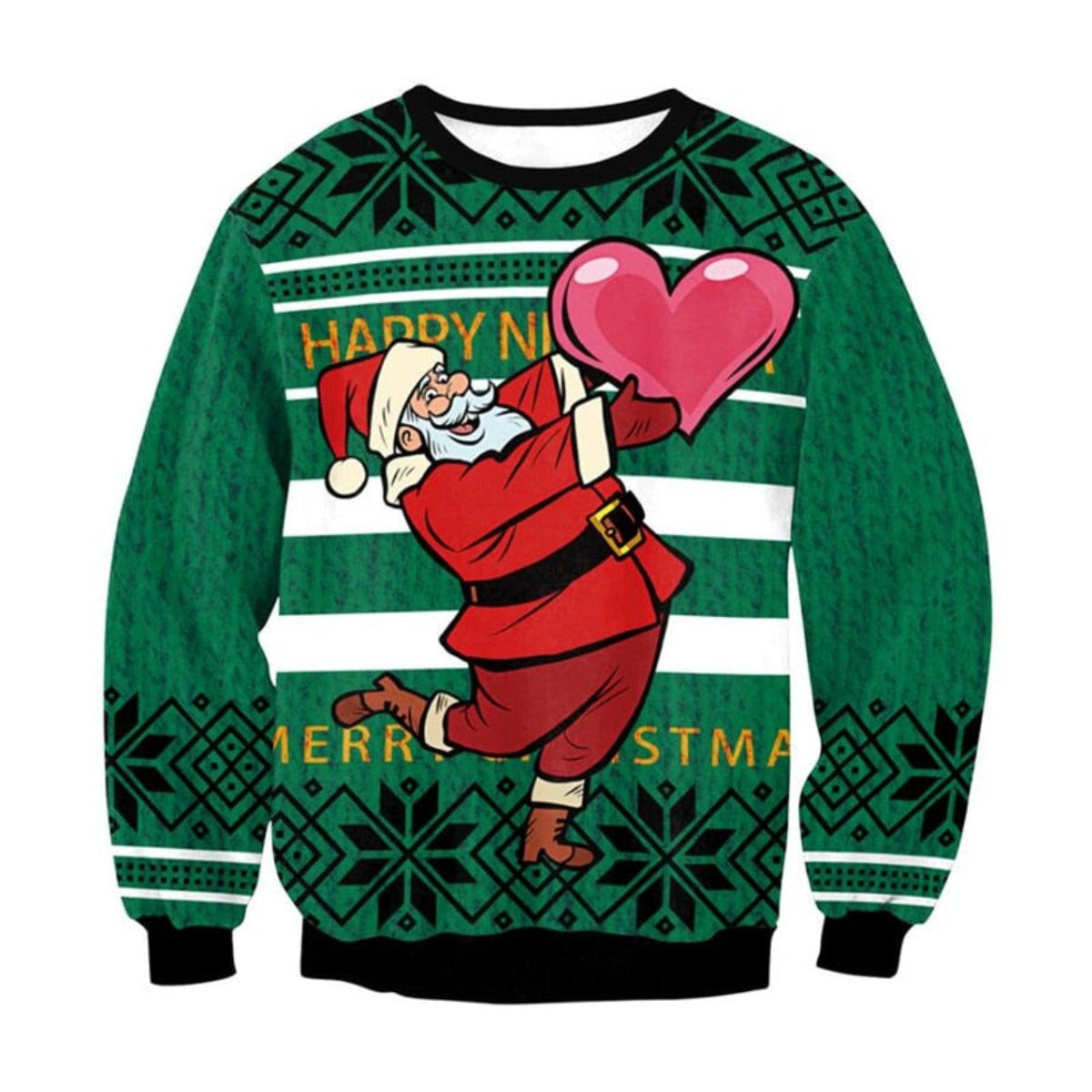 Santa Claus w/ Big Heart Ugly Christmas Sweater