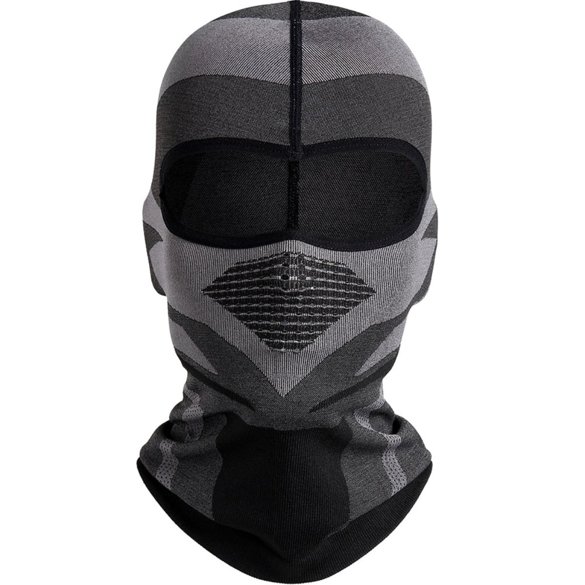 A grey and black Breathable Motorcycle Full Face Cover on a white background.