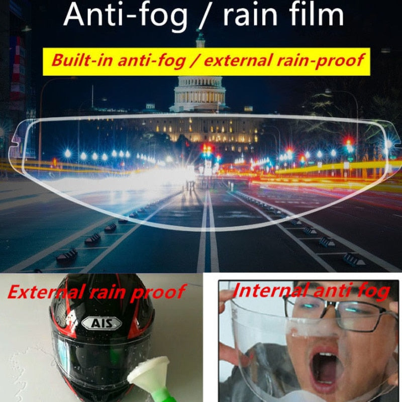 A picture of a Universal Motorcycle Helmet Anti-fog Film.