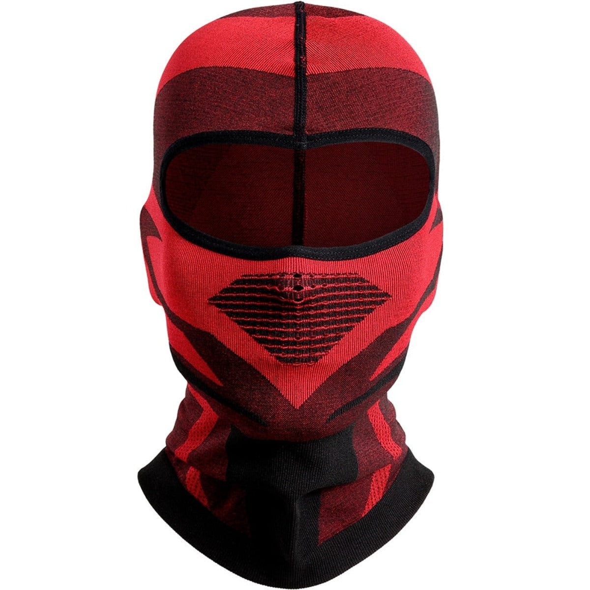 A breathable and windproof Breathable Motorcycle Full Face Cover in red and black.