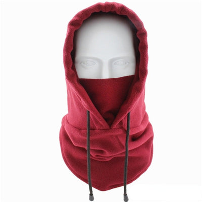 Thermal Fleece Hoodie Face Cover - Wine Red
