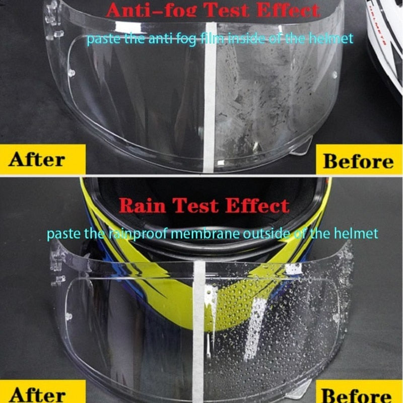 A Universal Motorcycle Helmet Anti-fog Film, creating a stunning rain effect.