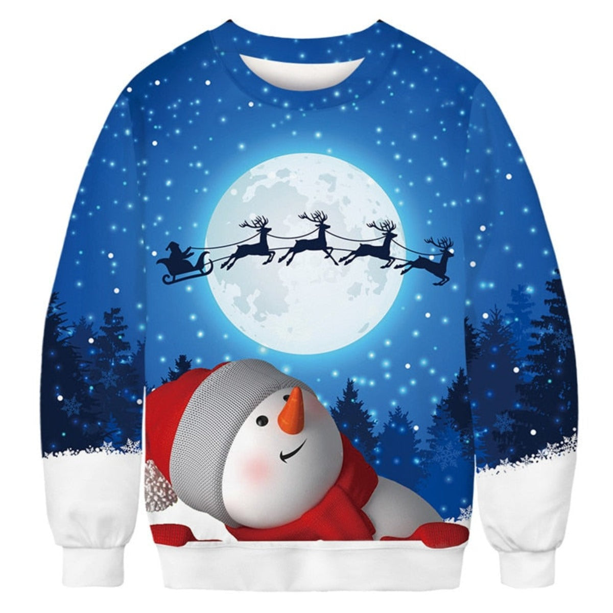 Reindeer In Moonlight Ugly Christmas Sweater