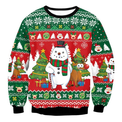 Snowman And Reindeer Ugly Christmas Sweater