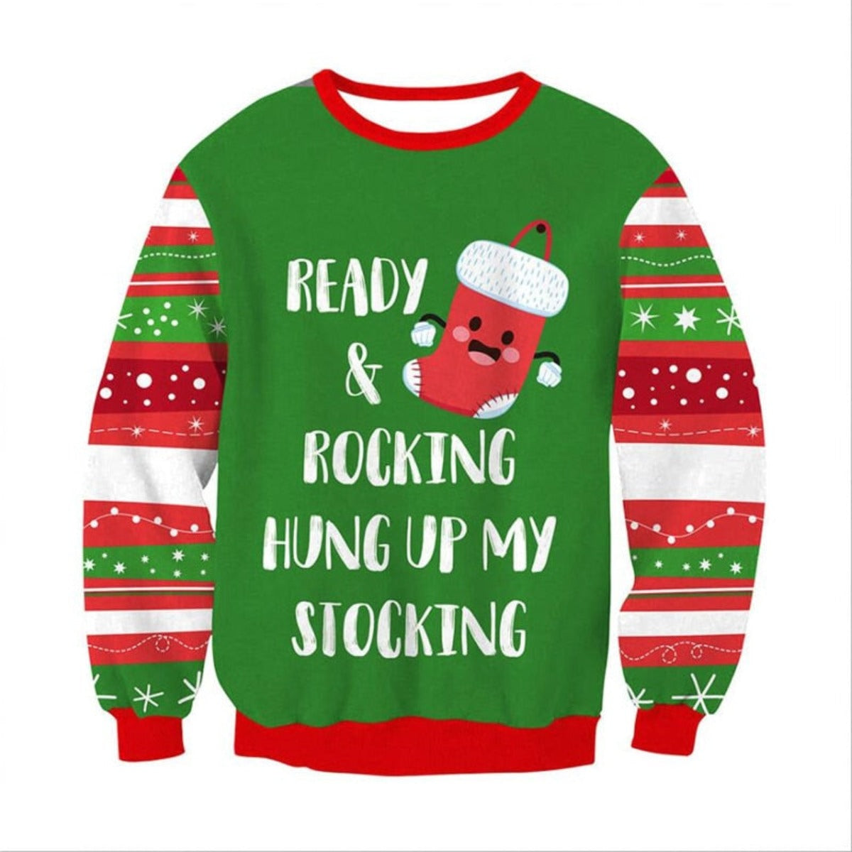 Ready & Rocking Hung Up My Stocking Ugly Christmas Sweater