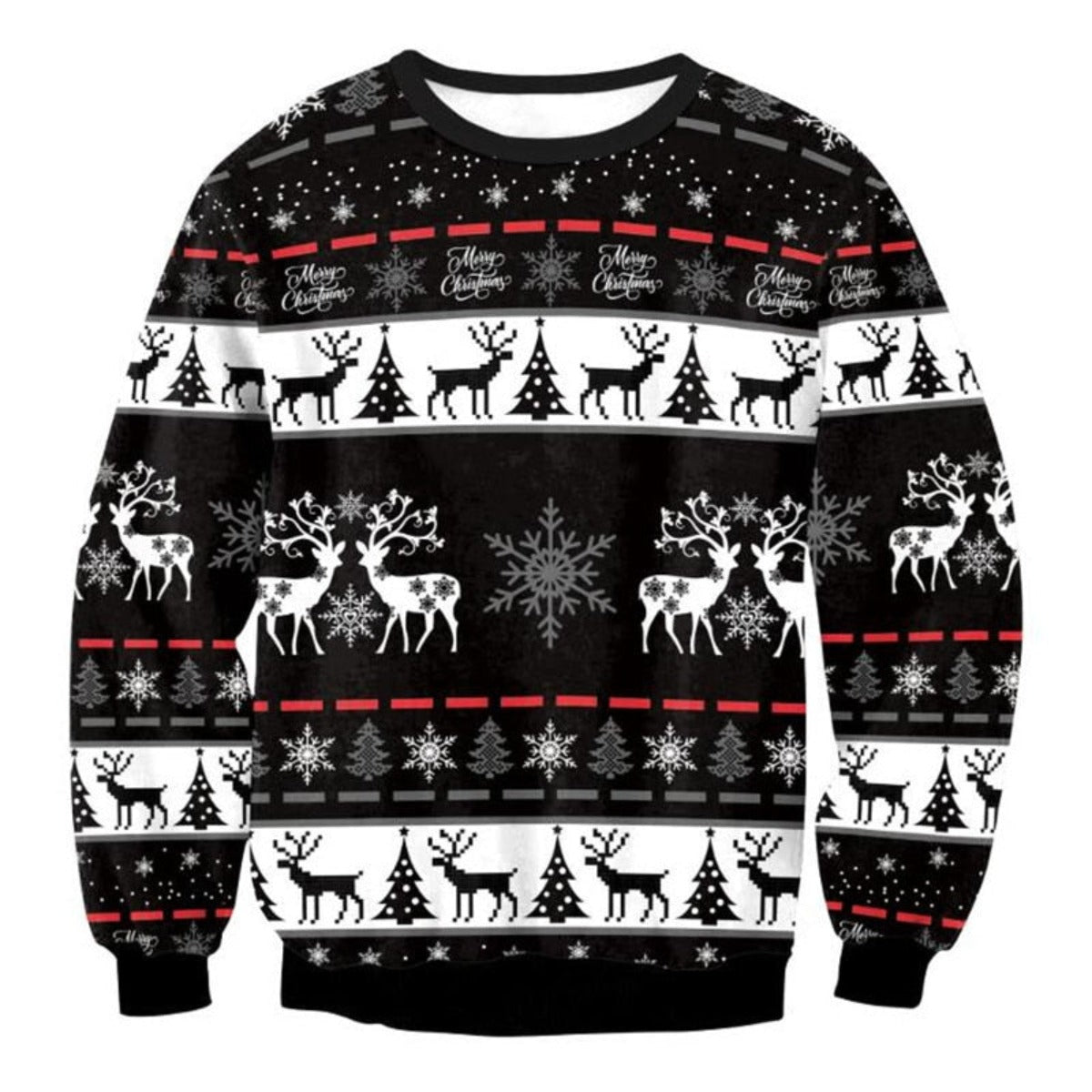 Reindeer, Christmas Tree, Snowflakes Ugly Christmas Sweater
