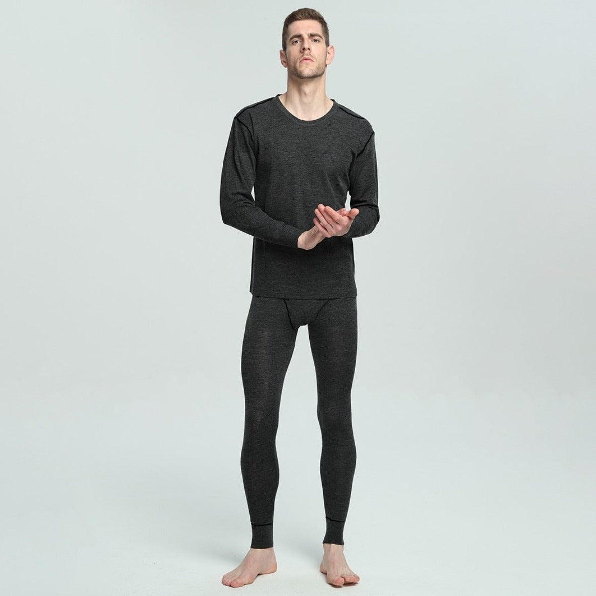 Men's Merino Winter Thermal Underwear Set - Dark Gray