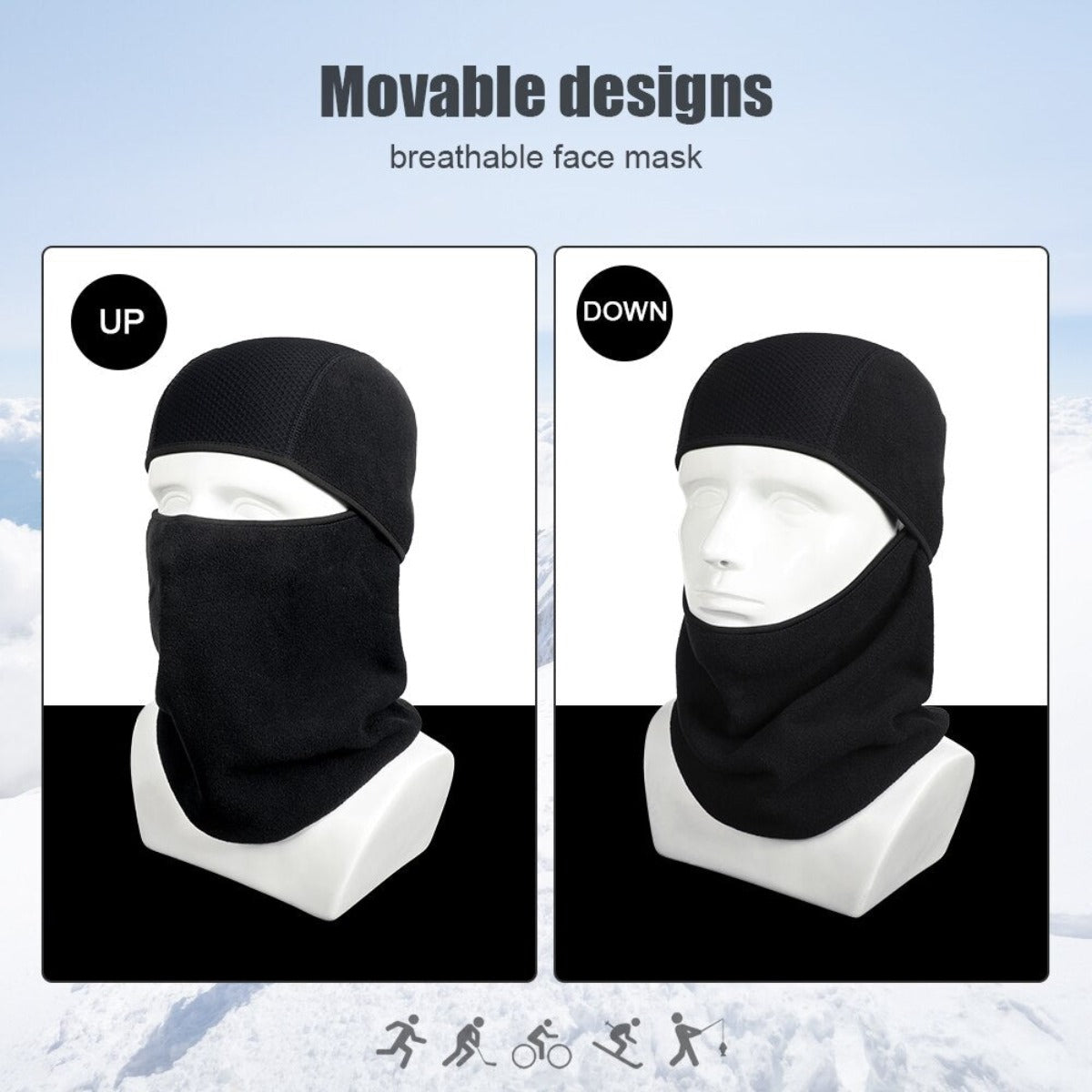 Winter Fleece Warmer Full Face Cover - Black