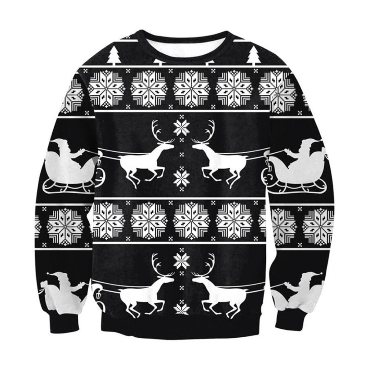 Snowflakes and Santa Sleigh Ugly Christmas Sweater