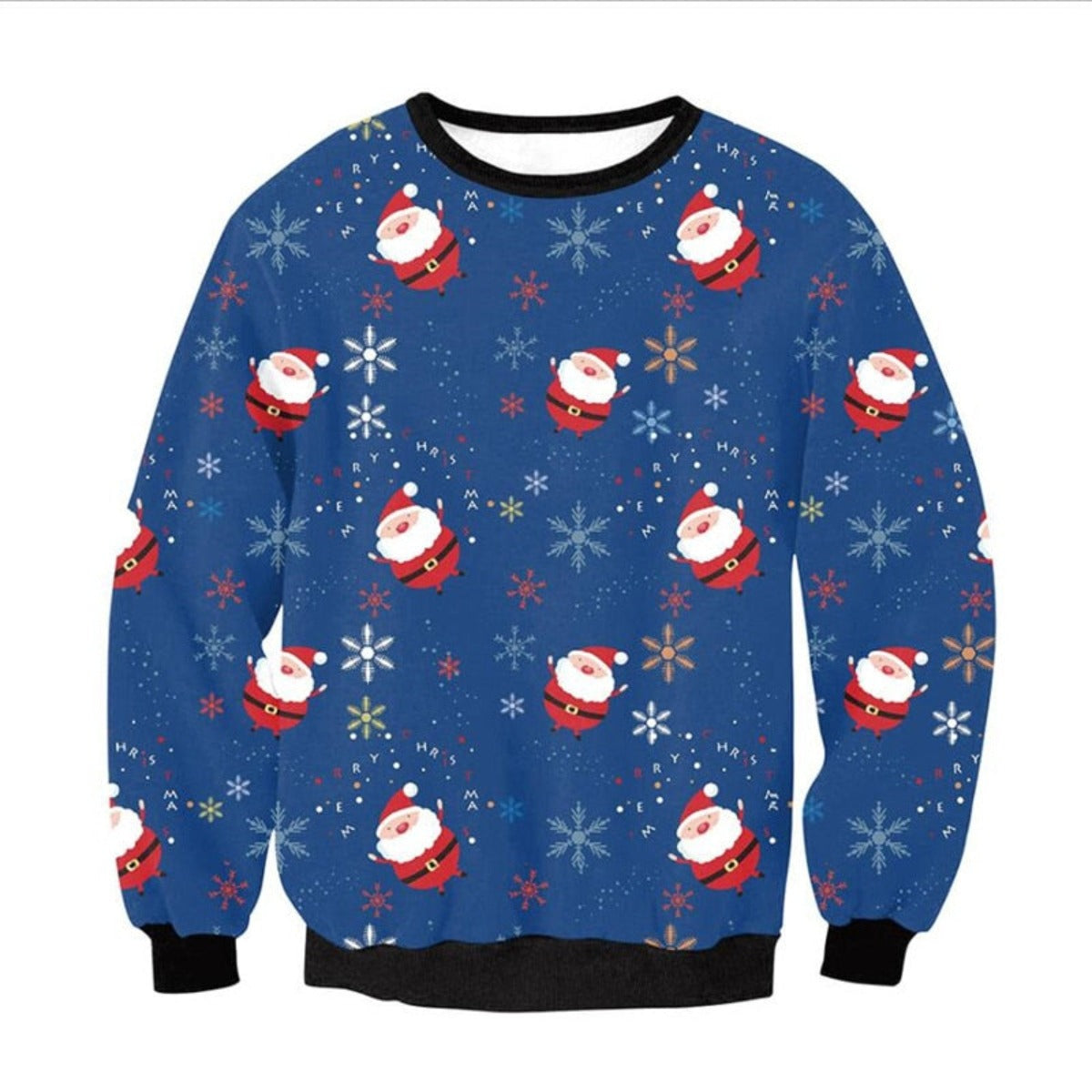 Snowflakes And Santa Claus Ugly Christmas Sweater