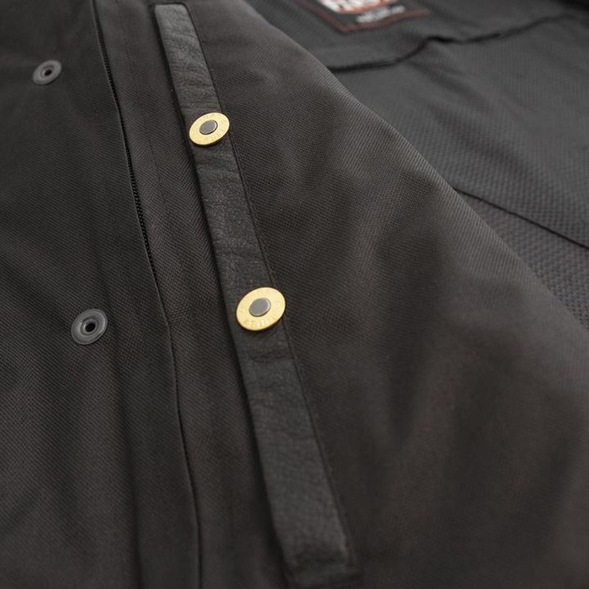 First Manufacturing Sharp Shooter - Men's Motorcycle Leather Vest, Black/Olive - American Legend Rider