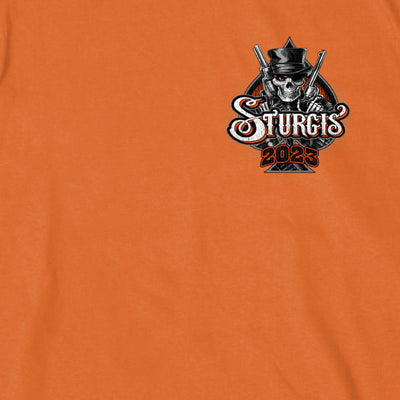 Hot Leathers 2023 Sturgis Gambler Short Sleeve T-Shirt, Orange