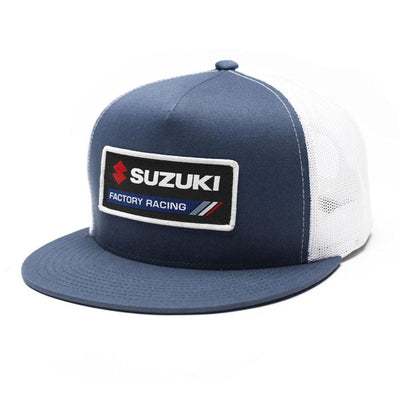 Factory Effex Suzuki Factory Snapback Hat, Navy Blue/White - American Legend Rider