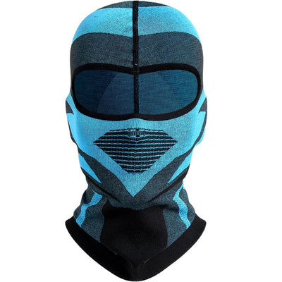 A blue and black Breathable Motorcycle Full Face Cover, windproof and breathable, on a white background.