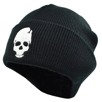 Winter Beanie w/ Embroidered Skull Design with an embroidered skull design.