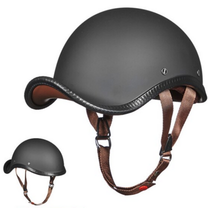 Retro Vintage German Motorcycle Helmet, Matte Black