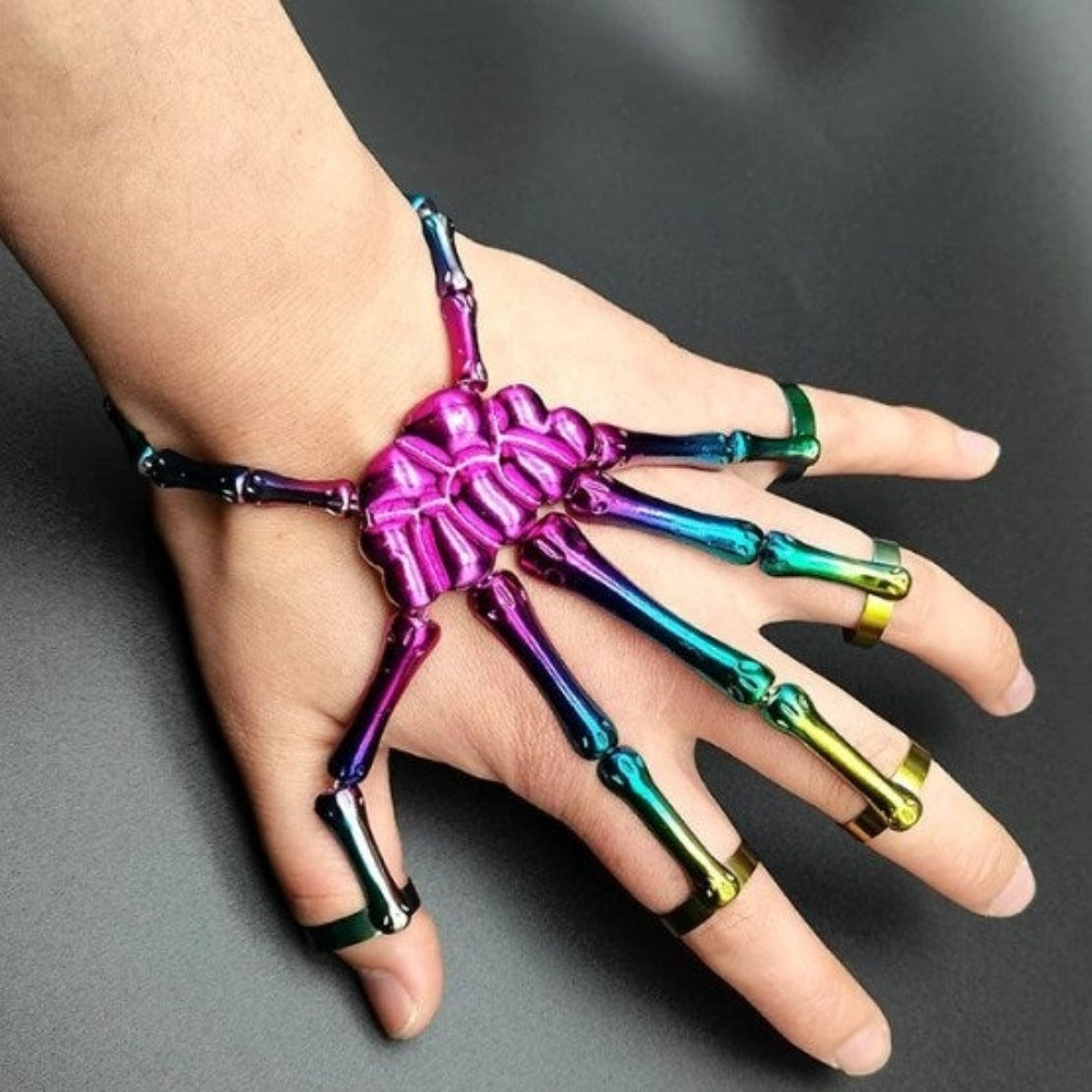 Rainbow Skeleton Hand Bracelet