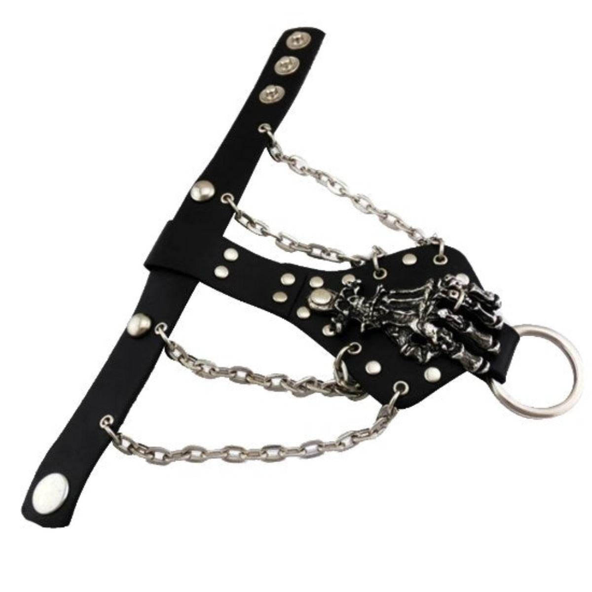 Spike Skeleton Leather Cuff Bracelet