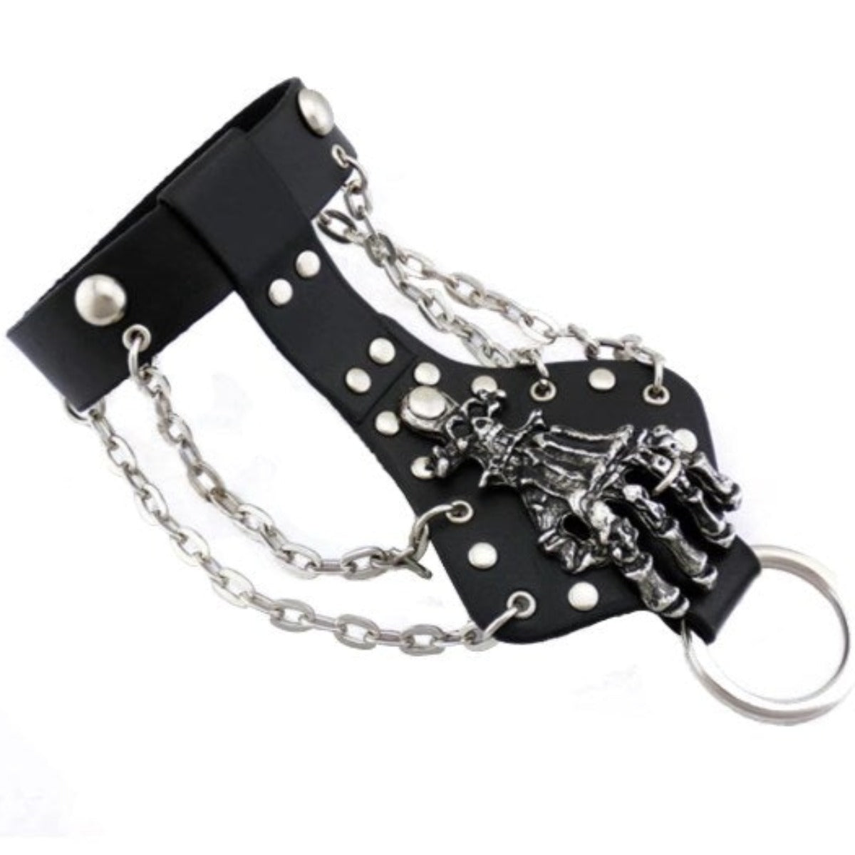 Spike Skeleton Leather Cuff Bracelet