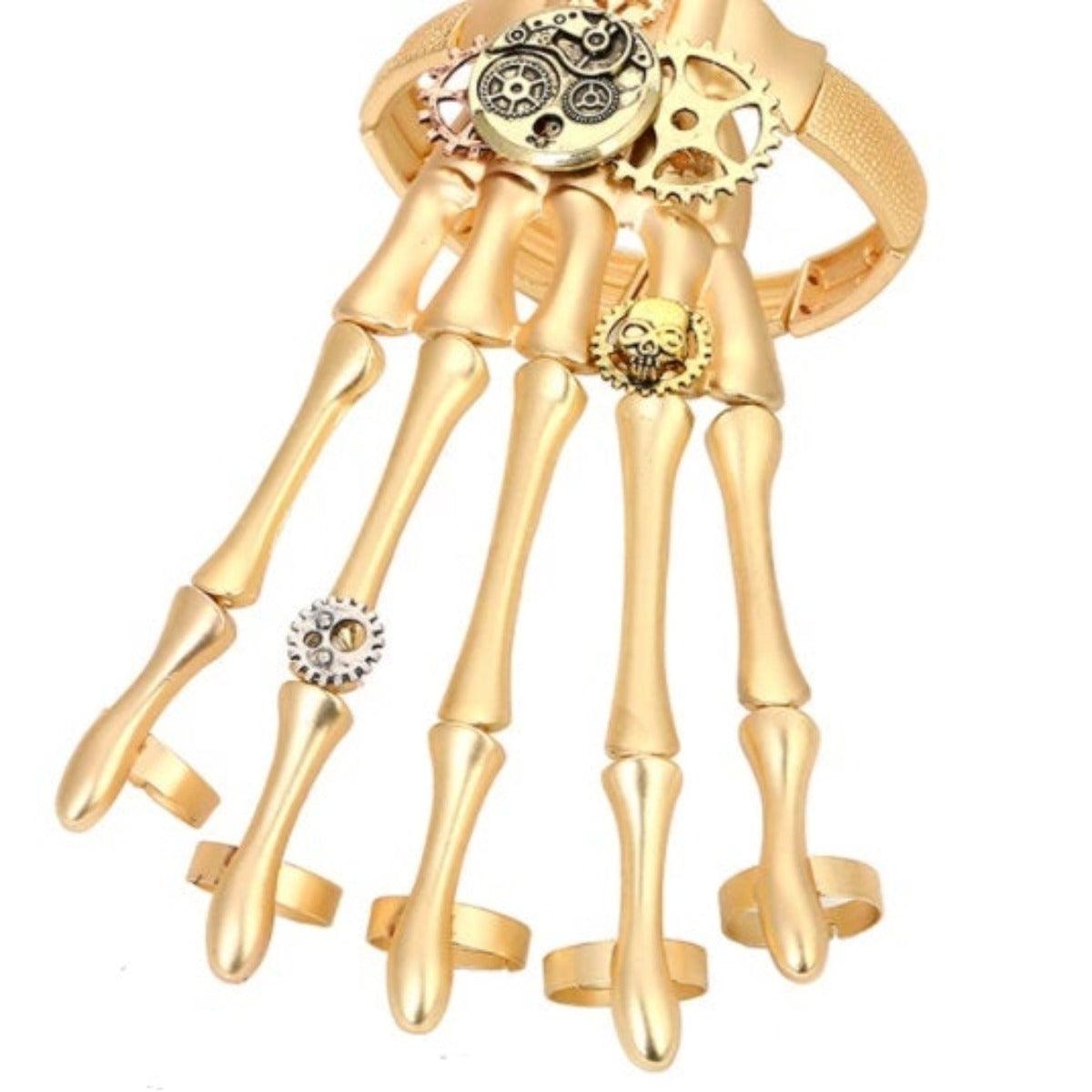 Gold Skeleton Hand Bracelet - American Legend Rider