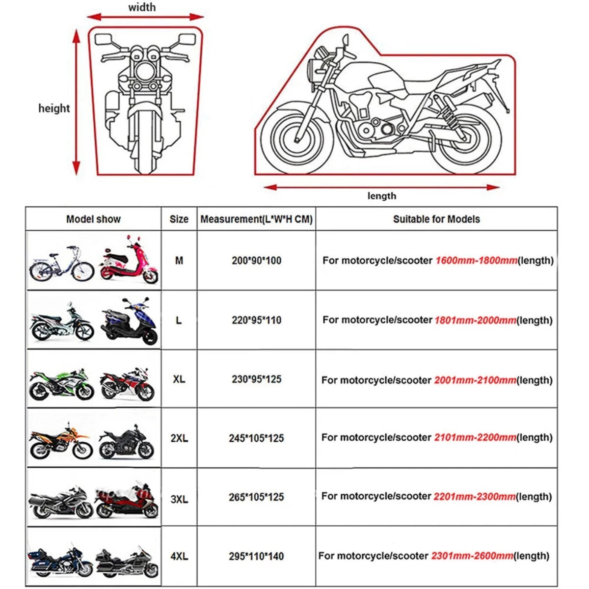 Outdoor motorcycle cover blocking sun and rain, full bike coverage