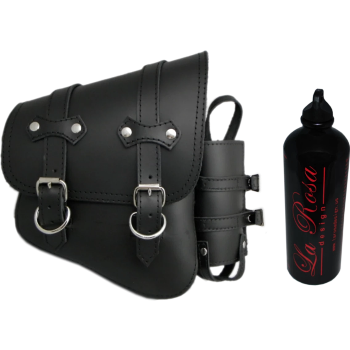 La Rosa All Softails Clasick Saddle Bag with Fuel Bottle Holder - American Legend Rider